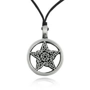 Handmade Celtic Pentagram Silver Pewter Charm Necklace Pendant Jewelry With Cotton Cord
