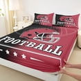 thumbnail image 3 of jejeloiu Rugby Ball Twin Sheet Sets,Red Black Bedding For Boys Kids 3pcs, 3 of 7