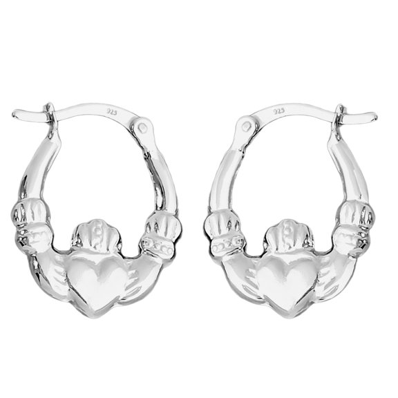 Ritastephens Claddagh Hoop Earrings Real Sterling silver 925 unisex-gift ready