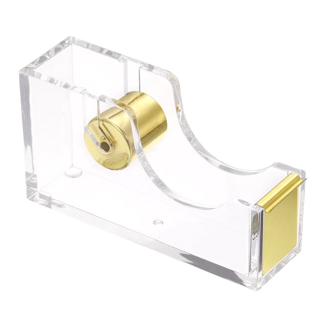 Unique Bargains Desktop Tape Dispenser Acrylic Roll Tapes Cutter Golden