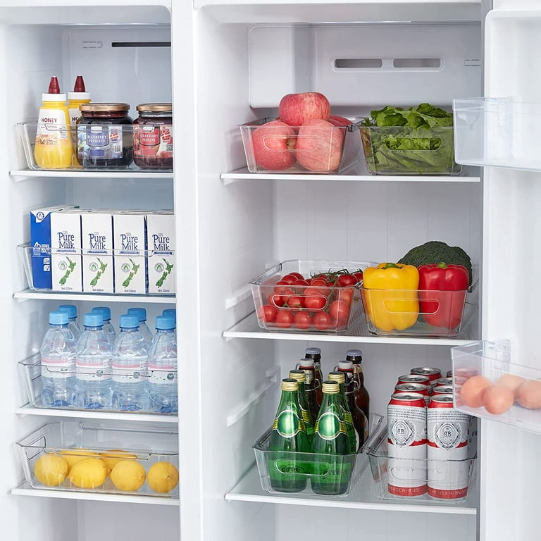 HOOJO Refrigerator Organizer Bins - 4pcs Clear Plastic Bins For Fridge,  Freezer, Kitchen Cabinet, Pantry Organization, BPA Free Fridge Organizer