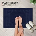 thumbnail image 3 of Canadian Linen Everest Bathmats, 2 Pack, 20"x30", Soft Absorbent Cotton Lightweight Quick Dry Washable Plush Bath Mat with Greek Key Design, Navy Blue, 3 of 9
