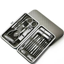 Simyoung Manicure Pedicure Tool Kit, Nail Clippers Kit,19pcs Manicure Pedicure Nail Clippers Set Stainless Steel Acne Removal Tool Kit Gray