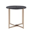 thumbnail image 2 of End Table with X Shaped Metal Base and Round Wooden Top Gold and Gray - Saltoro Sherpi, 2 of 6