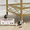 thumbnail image 5 of 2-Tier Gold Bar Cart with Wine Rack and Glass Holder, Rolling Serving Cart with White Marble Finish Top and Guardrails, Mobile Liquor Trolley for Home, Kitchen, Dining Room, Party, 5 of 8