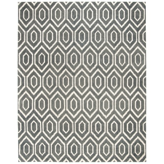 SAFAVIEH Himalaya Diarmait Geometric Wool Area Rug, Dark Grey/Ivory, 9' x 12'