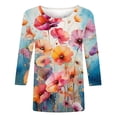 thumbnail image 5 of Wanfds Multicolor Ladies 2024 Tops And Blouses Clearance Sale Round Neck Three-Quarter Sleeve Top XXL, 5 of 5