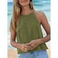 thumbnail image 4 of Osfvolr Womens Summer Halter Crop Tank Tops Y2k Going Out Sleeveless Tee Shirts Open Back Beach Camisole Green S, 4 of 8