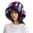 thumbnail image 2 of Fuzzy Bucket Hat Windproof Ultra-Thick Super Soft Non-Fading Ear Protection Women Winter Warm Faux Fur Hat, 2 of 10