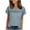 Light Blue, variant on Juslio Women Openwork Short Sleeve Shirts Crew Neck Comfortable Loose Beige Patchwork Lace Tops