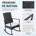 thumbnail image 3 of Devoko 3 Pieces Patio Rattan Rocking Chair Set with Cushion and Table Outdoor Porch and Garden Furniture, Beige, 3 of 7