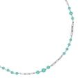 thumbnail image 3 of Shop LC Amazonite Round Beads Stainless Steel Beaded Station Paper Clip Chain Necklace for Women Size 30" Ct 41 Birthday Gifts, 3 of 7