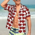 thumbnail image 4 of Uemuo Cute Red Crab Printed Regular Fit Short Sleeve Casual Hawaiian Shirt for Men,Aloha shirt,Tropical shirt,Floral print shirt,Vacation Beach shirt-Small, 4 of 9