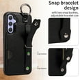 thumbnail image 3 of SaniMore Case for Samsung Galaxy A15, PU Leather Durable [Back Card Slots] Wristlet Kickstand Buckle Protective Bumper Cover Shockproof Anti-fall/Anti-scratch for Ladies, Black, 3 of 10