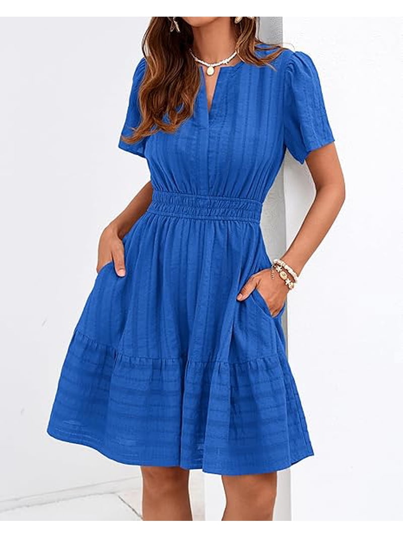 cute short beach dresses BTFBM Womens Spring Casual Mini Lightweight Sleeve V Neck Elastic Waist Boho Dress Pockets our White Boho Summer