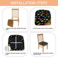 thumbnail image 4 of Black Colorful Dinosaurs Silhouette Seat Covers for Dining Room Chairs Set Of 4,Stretch Printed Washable Chair Seat Cover with Elastic Ties and Button,Removable Waterproof Couch Cushion Covers, 4 of 6