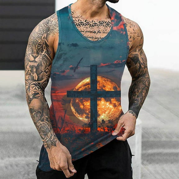 Xixinqiwan George Men's and Big Men’s Shirt,Men's Workout T Shirts Sleeveless Round Neck Tank Tops Muscle Slim Fit Stretch Athletic Tshirt