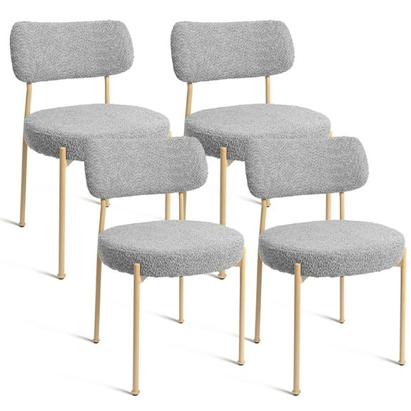 Modern Upholstered Dining Chairs with Metal Legs, Set of 4, Grey