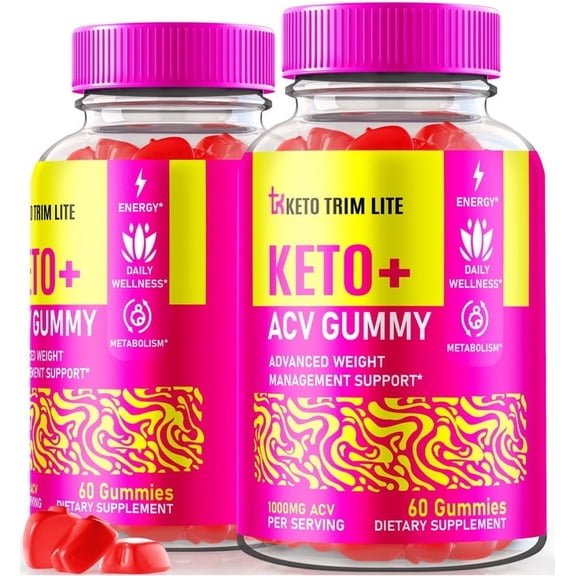 (2 Pack) Keto Trim Lite Gummies, KetoTrim Lite- ACV Gummy, All Natural Keto Plus Apple Cider Vinegar, Keto   ACV Supplement, Official KetoTrimLite Reviews (120 Gummies)