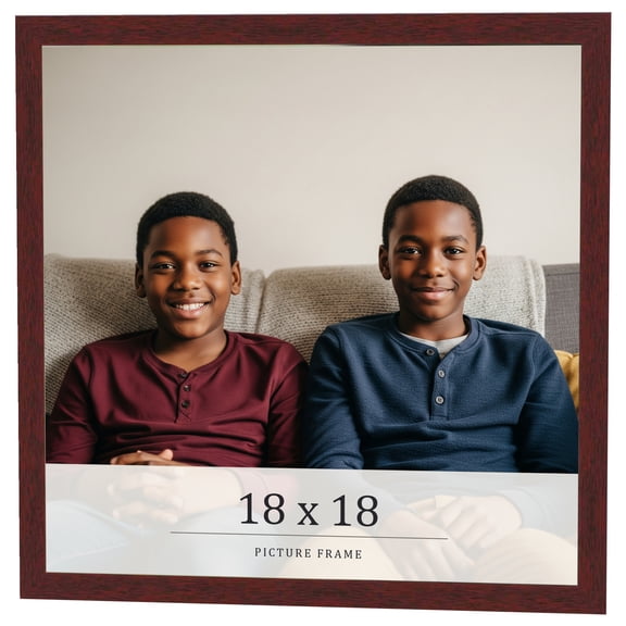 18x18 Frame Brown Solid Wood Picture Frame Width 0.75 Inches | Interior Frame Depth 0.5 Inches |