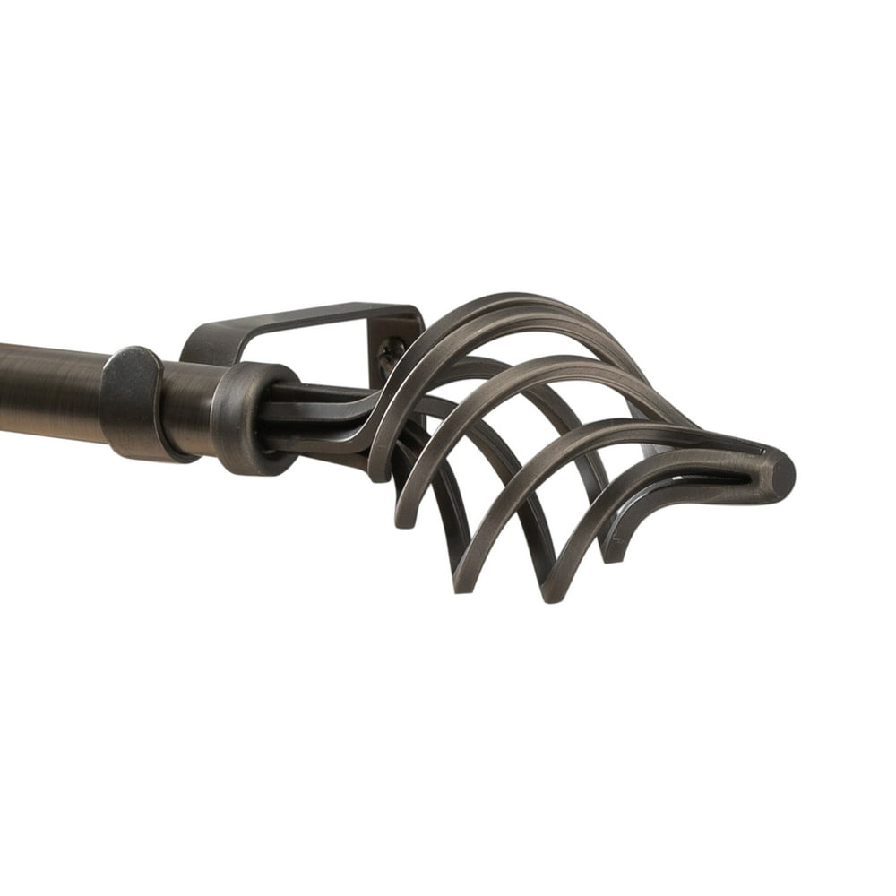 Home Details Modern Twist Curtain Rod 86120" in Satin Nickel