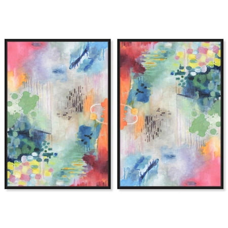 Fun Papers Set Canvas Set of 2 Trendy Art Prints by Art Remedy Black Frame 16 x 24