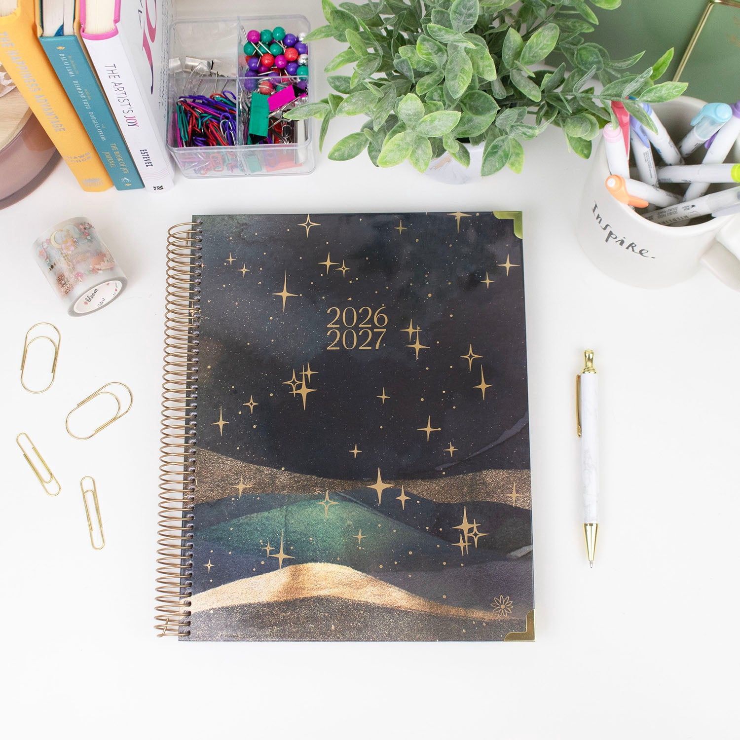 bloom daily planners 2026-2027 Academic Planner, 13-Month Monthly & Weekly Hard Cover, 8.5" x 11", Celestial Skies