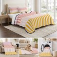 thumbnail image 6 of Twin XL Quilt Set 68''x98'', Colorful Stripe Lightweight Bedspread Coverlet Set with 2 Pillow Shams, Modern Pink Red Yellow Vertical Striped Breathable All Season Quilt Bedding for Dorm/Guest Room, 6 of 9