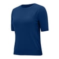 thumbnail image 5 of ManxiVoo Women's Lightweight Top Knit Short Sleeve Crewneck Pullover Soft Layering Thin Sweater L Size Blue, 5 of 6