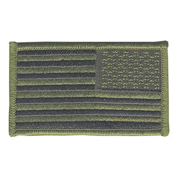 Hero's Pride Reverse U.S. Flag Patch with Hook Backing, Olive Drab/Black, 3-3/8" x 2"