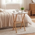thumbnail image 4 of ELLEGNT 2 PCS Bamboo Folding Snack Tables - Space-Saving TV Tray Tables for Bedroom, Living Room, or Small Apartment, 4 of 9