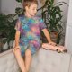 thumbnail image 4 of Balery blue pink colorful cracked texture Conjunto de Pijama Infantil de Manga Corta con Estampado – Ropa de Dormir de Algodón Suave-Medium, 4 of 6