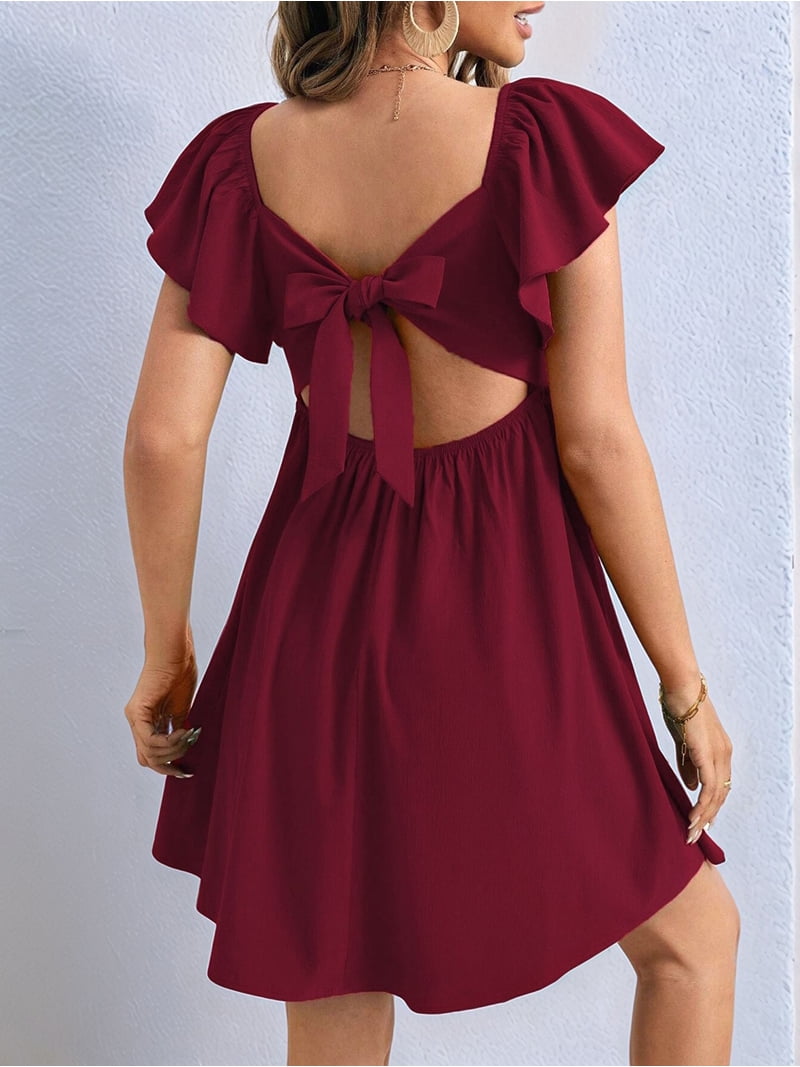 sweetheart neckline backless tie front mini dress Cute Red Sweetheart Lace Backless Tight Homecoming Dress Party Dress US12 / Red