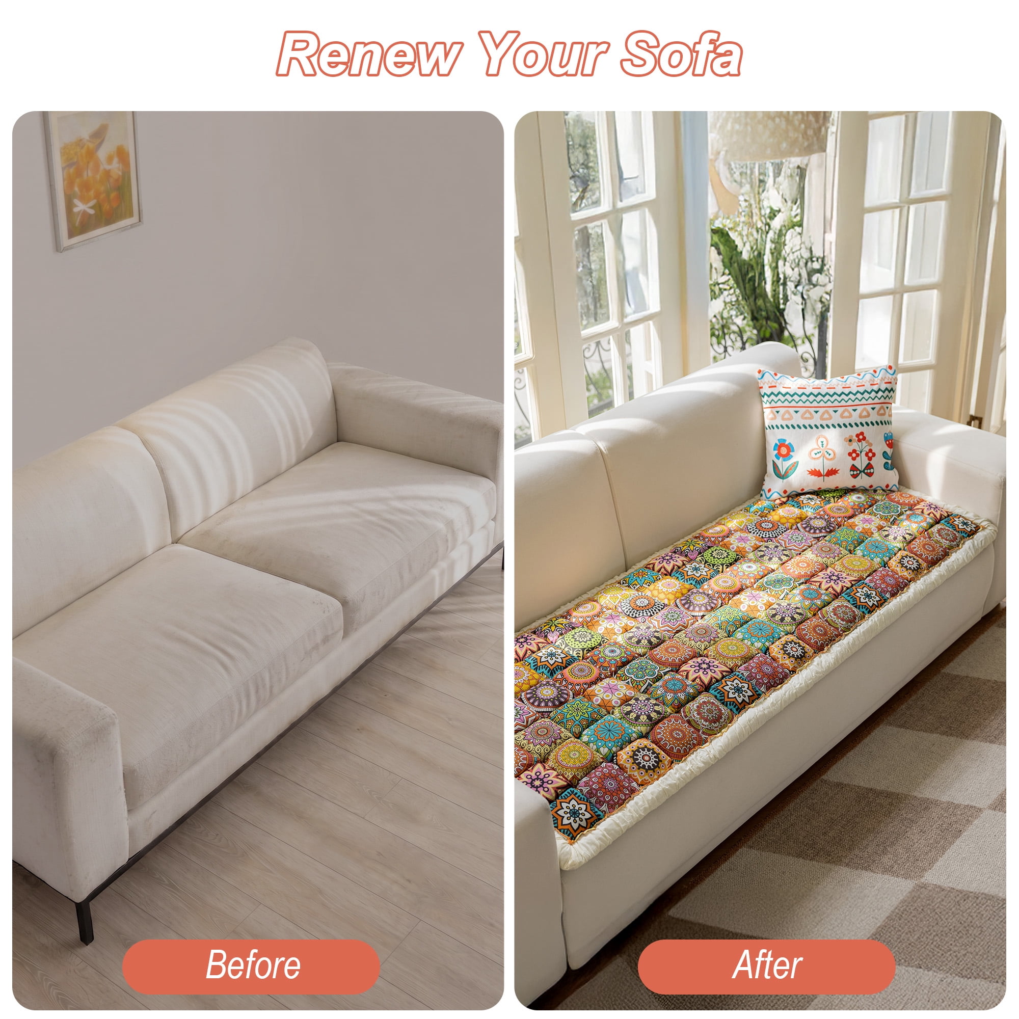 Sanmadrola Couch Cover Sofa Cover Slipcover Furniture Protector Washable Fuzzy Pet Couch Covers for Dog Cat Pet Non Slip 3 Cushion Couch Sofa Covers Bohemian Style