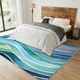 thumbnail image 3 of Blue-Green-Purple Gradient Color Rug for Living Room, Modern Flowing Line Design Area Rugs, Anti-Slip Washable Low Pile Carpet for Bedroom Lounge Study Room Office Entryway 5x7ft, 3 of 6