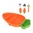 thumbnail image 1 of Baby Silicone Feeding Set, Secure Suction Baby Led Weaning Supplies, Shaped Toddler Self Feeding Dish Set, Versatile Utensils, Silicone  Set with Spoon, Fork and Straw, 1 of 8