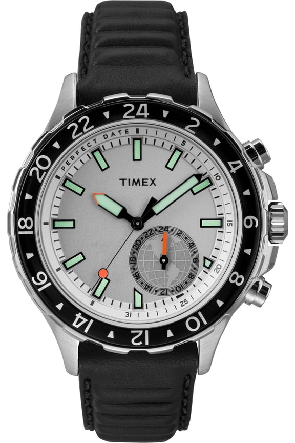 Men's TW2R39500 IQ+ Move Multi Time Black/White Leather Strap Watch