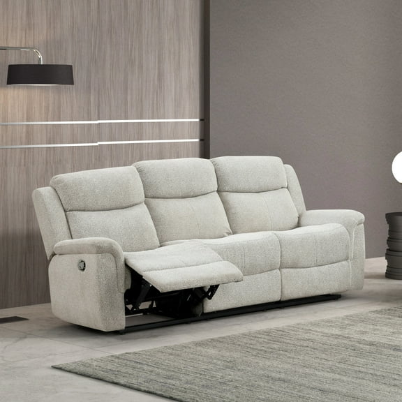 Furniture of America Paziel Modern Fabric Recliner Sofa, Light Gray