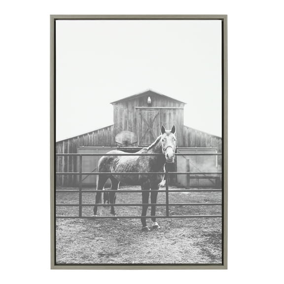 Kate and Laurel Sylvie Modern Farmhouse Horse Wall Art by Patricia Rae Photography 23x33 Gray Decorative Rustic Art for Wall