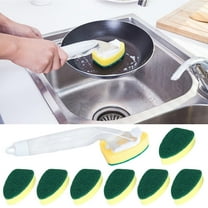 Qnjujn Soap Dispenser Brush, Detachable Refillable Pot Scrubber, Built in Cleaning Liquid Reservoir for Dishes Pans, Stainless Steel Copper Aluminum Safe Kitchen Brush