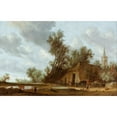 thumbnail image 2 of Jacob Salomonsz. van Ruysdael 24x17 Gold Ornate Framed and Double Matted Museum Art Print Titled - The Halt at the Inn, 2 of 4