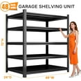 thumbnail image 2 of 72''H Garage Shelving Heavy Duty Garage Storage Shelves, 3000 LBS Adjustable 5 Tier  Shelving Unit, Metal Utility Shelf for Basement, Warehouse and Workshop (72''Hx48''Wx24''D, Black), 2 of 11