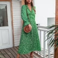 thumbnail image 6 of Odeerbi Dresses for Women 2025 Casual Maxi Dresses Erogenous Fashion V-Neck Floral Long Sleeve Flared Sleeve Long Dress Green, 6 of 7