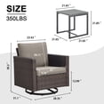thumbnail image 7 of POCASSY 3 Pieces Outdoor Swivel Chair Set - 360° Swivel Rocking Patio Chair with All-Weather PE Wicker & Steel Frame, Modern Square Armrests for Porch Balcony, Brown Wicker Gray Cushion, 7 of 7