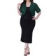 thumbnail image 2 of Cárdigans cortos de mujer plus size Agnes Orinda, con frente abierto, mangas cortas, encaje floral y boleros transparentes 1X verde oscuro, 2 of 6
