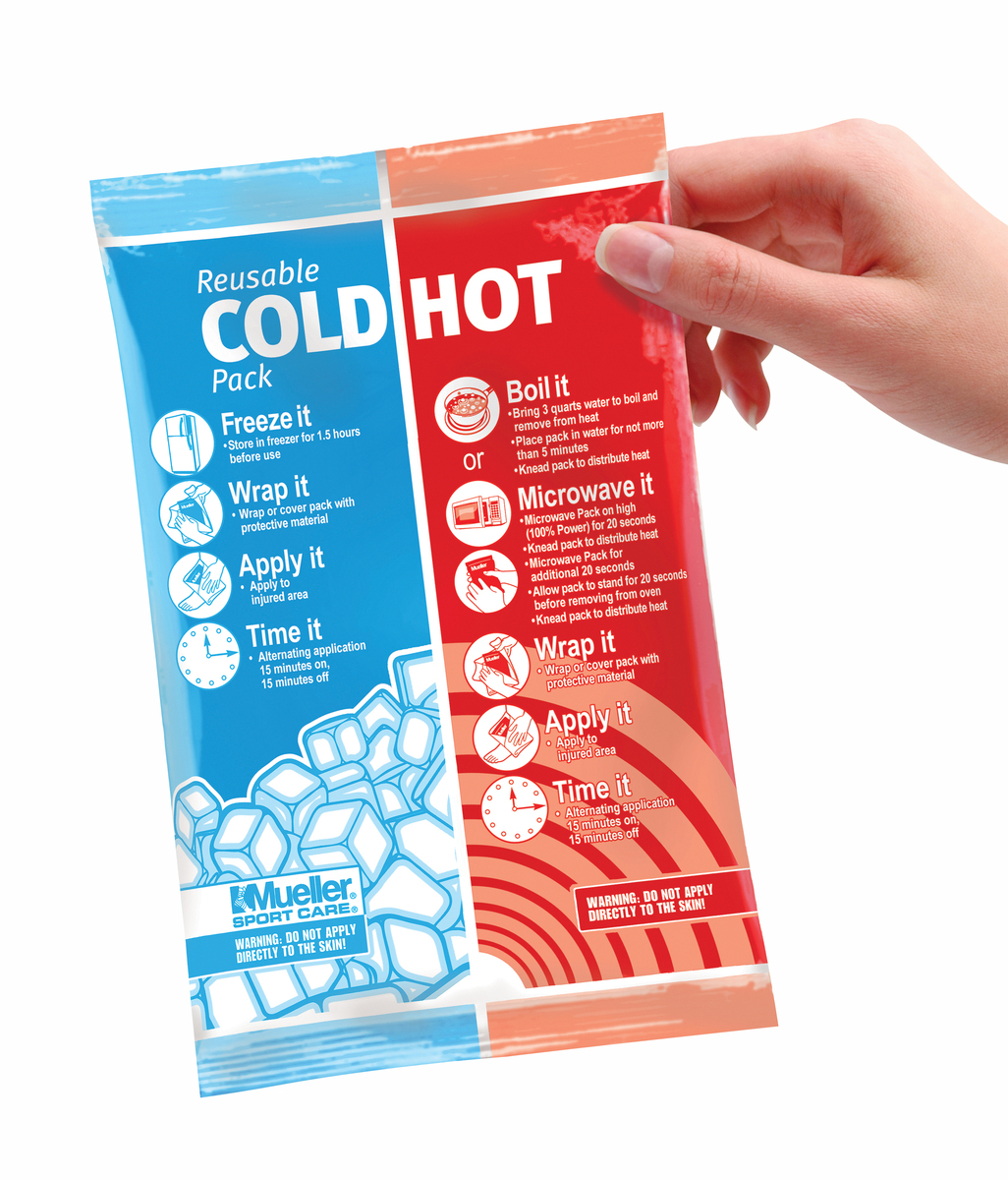 Mueller Elastic Cold/Hot Wrap, Black, Includes 6" x 9" Reusable Cold/Hot Pack