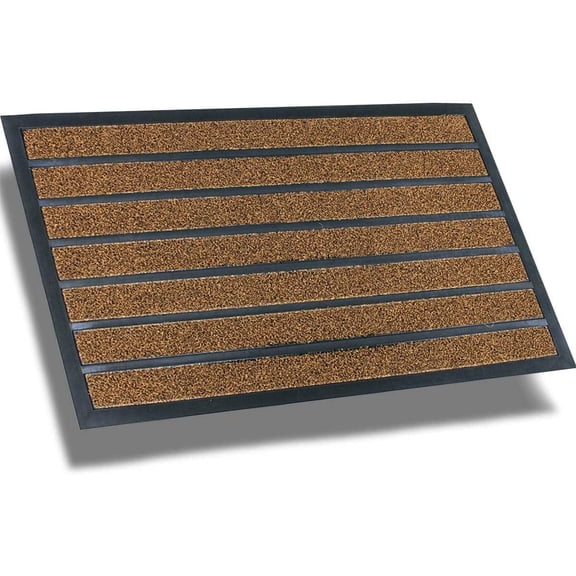 Morning View Brown Rubber Door Mat 30 x 18 Outdoor Indoor Doormat Easy Clean Low-Profile Non Slip Mats for Front Door Entry Garage Patio High Traffic Areas