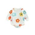 thumbnail image 1 of Seyurigaoka Infant Baby Spring Autumn Jumpsuit Colorful Flora Print Bodysuits Long Sleeve Round Neck Ribbed Romper Tops for Boys Girls, 1 of 7