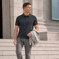 thumbnail image 3 of AZoiNM Men's Relaxed Fit Short Sleeve Polo Shirt, Casual Solid Performance Golf Polo with Seam Details, 3 of 12
