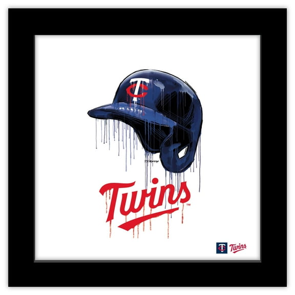 Gallery Pops MLB Minnesota Twins - Drip Helmet Wall Art, Black Framed Version, 12" x 12"